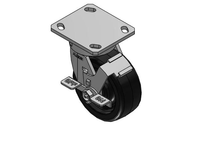 170 Series Top Plate Swivel Caster with 5 x 2 Black Phenolic Resin TM - Phenolic Wheel and Face Brake