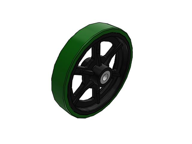 PX Polyurethane on Cast Iron 16 x 3 Wheel with Straight Roller Bearing