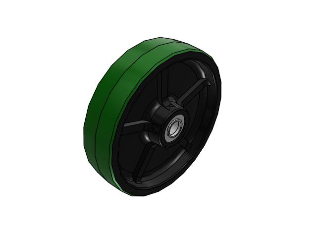 PY Polyurethane on Cast Iron 12 x 3 Wheel with Tapered Roller Bearing