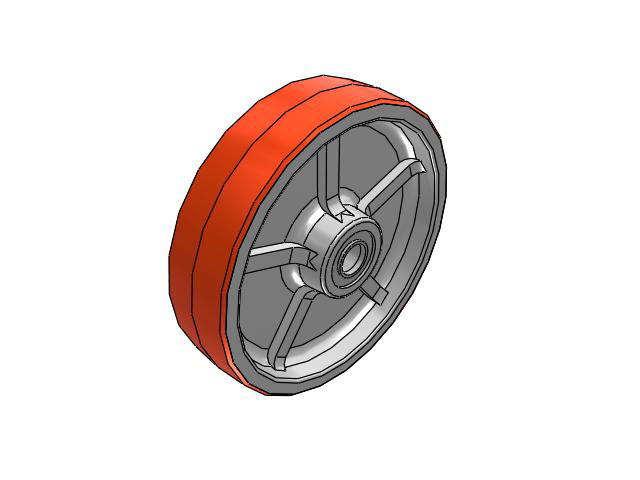 PY Polyurethane on Cast Iron 12 x 3 Wheel with Tapered Roller Bearing