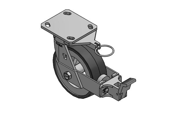 170 Series Top Plate Swivel Caster with 6 x 2 Grey Tread on Grey Polypropylene Core XA - Polyurethane (Polypropylene Core) Wheel and Face Brake