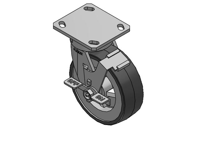 170 Series Top Plate Swivel Caster with 6 x 2 Grey Tread on Grey Polypropylene Core XA - Polyurethane (Polypropylene Core) Wheel and Face Brake