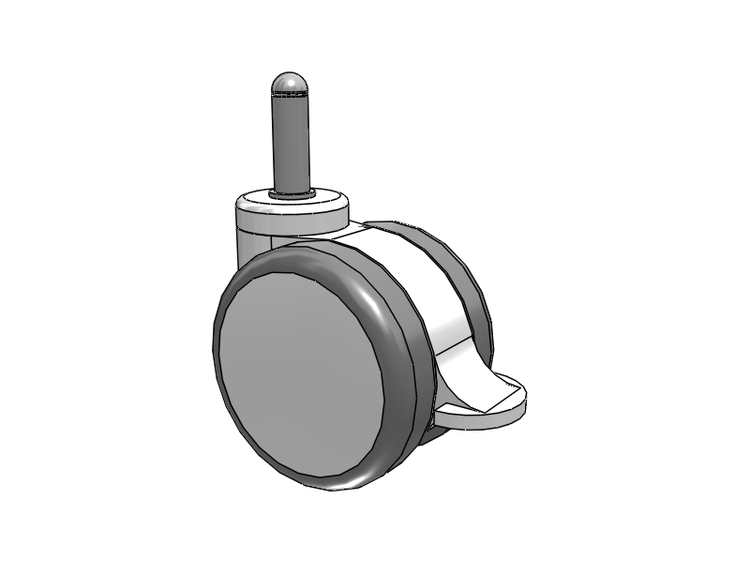 GRX Grip Ring Stem White/Grey Swivel Caster with 3 Urethane Wheel and Total Lock Brake