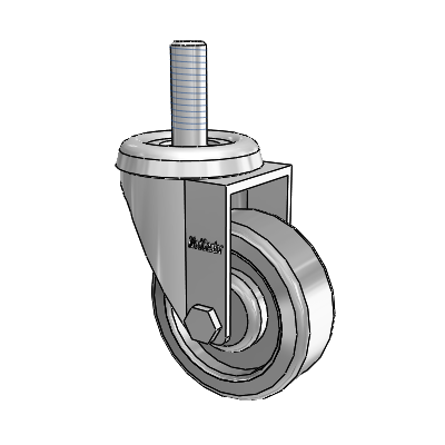 Razer Threaded Stem Swivel Caster with 2 x .75 Grey TPR Wheel