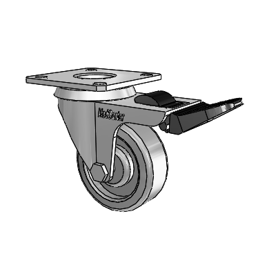 Razer Top Plate Swivel Caster with 2 x .75 Grey TPR Wheel and Total Lock Brake