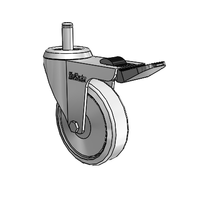 Razer Grip Ring Stem Swivel Caster with 3 x 0.8750 Grey Rubber Wheel and Total Lock Brake