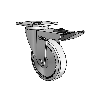 Razer Top Plate Swivel Caster with 3 x 0.8750 Grey Rubber Wheel and Total Lock Brake