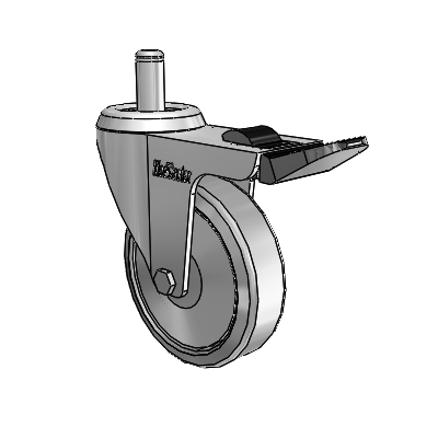 Razer Grip Ring Stem Swivel Caster with 3 x 0.8750 Grey TPR Wheel and Total Lock Brake