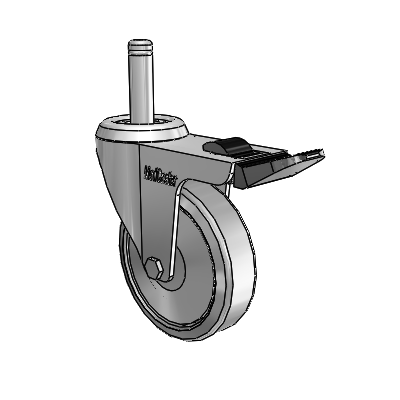 Razer Grip Ring Stem Swivel Caster with 3 x 0.8750 Grey TPR Wheel and Total Lock Brake