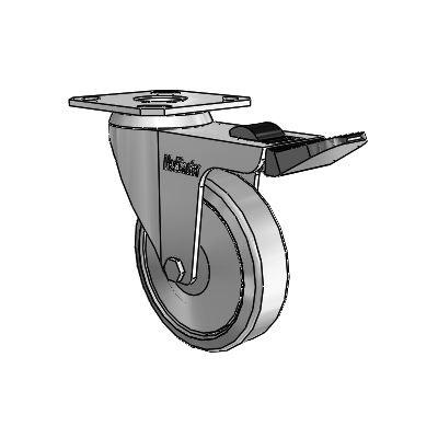 Razer Top Plate Swivel Caster with 3 x 0.8750 Grey TPR Wheel and Total Lock Brake