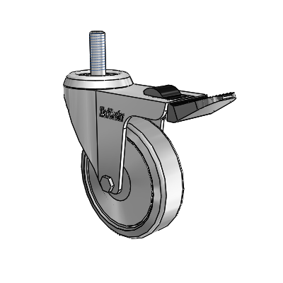 Razer Threaded Stem Swivel Caster with 3 x 0.8750 Grey TPR Wheel and Total Lock Brake