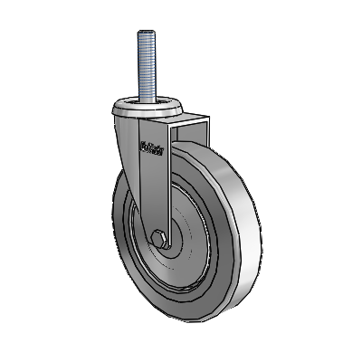 Razer Threaded Stem Swivel Caster with 4 x 0.8750 Grey TPR Wheel