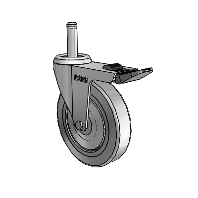 Razer Grip Ring Stem Swivel Caster with 4 x 0.8750 Grey TPR Wheel and Total Lock Brake