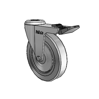 Razer Hollow Kingpin Swivel Caster with 4 x 0.8750 Grey TPR Wheel and Total Lock Brake