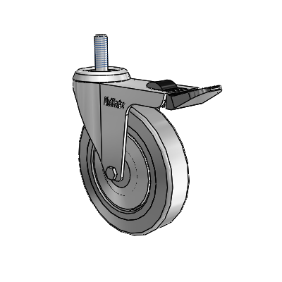 Razer Threaded Stem Swivel Caster with 4 x 0.8750 Grey TPR Wheel and Total Lock Brake