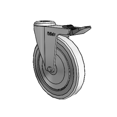 Razer Hollow Kingpin Swivel Caster with 5 x 0.8750 Grey Rubber Wheel and Total Lock Brake