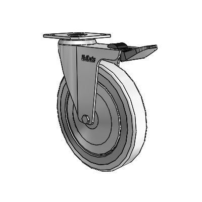 Razer Top Plate Swivel Caster with 5 x 0.8750 Grey Rubber Wheel and Total Lock Brake