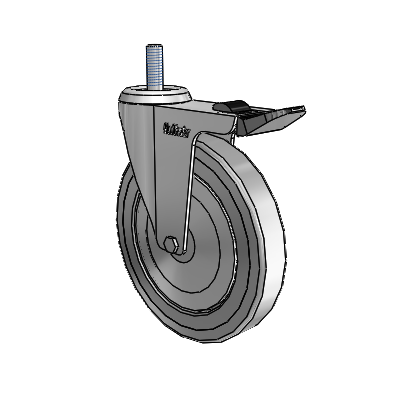 Razer Threaded Stem Swivel Caster with 5 x 0.8750 Grey TPR Wheel and Total Lock Brake