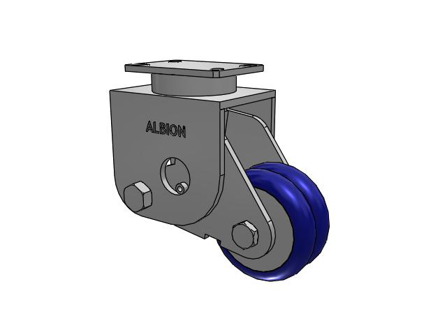 S310 Series Kingpinless Top Plate Rigid Caster with 6 x 3 Blue Tread on Aluminum Core EY - Swivel-EAZ (Crown) Wheel