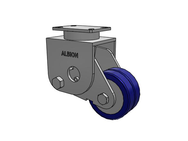 S310 Series Kingpinless Top Plate Rigid Caster with 6 x 3 Blue Tread on Aluminum Core EZ - Swivel-EAZ (Flat) Wheel
