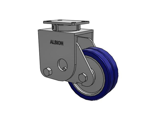 S310 Series Kingpinless Top Plate Swivel Caster with 8 x 3 Blue Tread on Aluminum Core EZ - Swivel-EAZ (Flat) Wheel