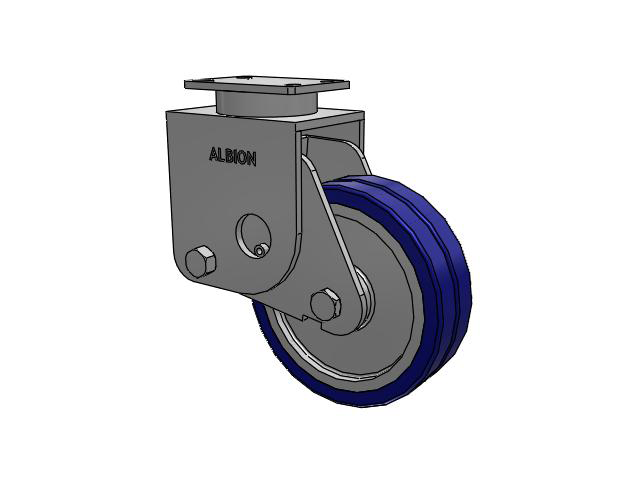 S310 Series Kingpinless Top Plate Rigid Caster with 10 x 3 Blue Tread on Aluminum Core EZ - Swivel-EAZ (Flat) Wheel