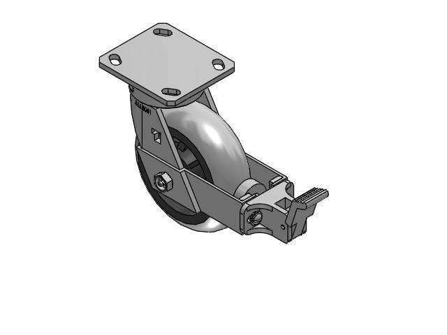170 Series Top Plate Swivel Caster with 6 x 2 Grey Tread on Grey Core XP - X-treme Plus Solid Polyurethane Wheel and Face Brake