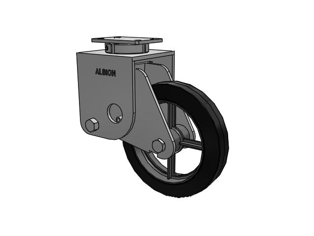 S310 Series Kingpinless Top Plate Swivel Caster with 12 x 2.5 Black Tread on Cast Iron Core MH - Moldon Rubber Heavy Duty (Cast Iron Core) Wheel