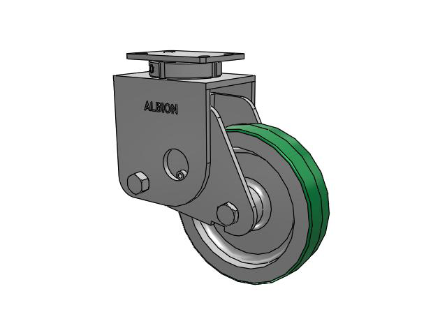 S310 Series Kingpinless Top Plate Swivel Caster with 10 x 2.5 Green Tread on Aluminum Core PD - Polyurethane (Aluminum Core) Wheel