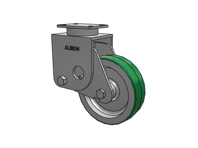 S310 Series Kingpinless Top Plate Rigid Caster with 10 x 3 Green Tread on Aluminum Core PD - Polyurethane (Aluminum Core) Wheel