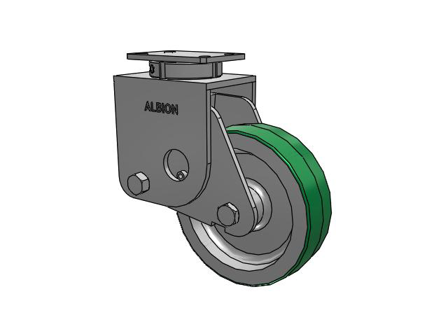 S310 Series Kingpinless Top Plate Swivel Caster with 10 x 3 Green Tread on Aluminum Core PD - Polyurethane (Aluminum Core) Wheel