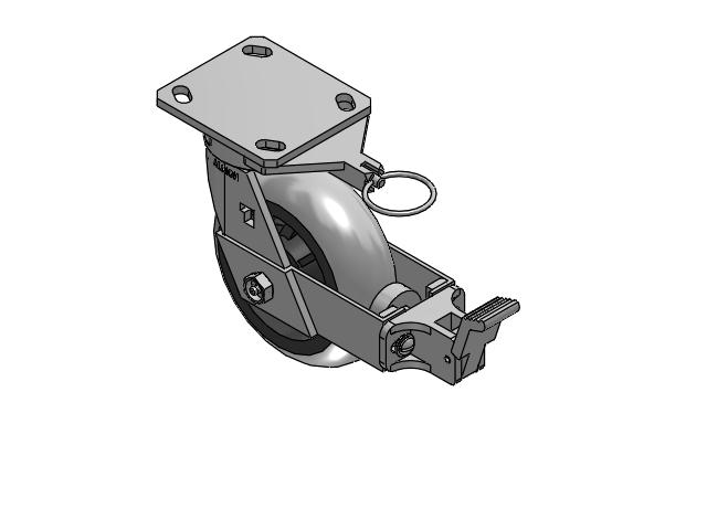 170 Series Top Plate Swivel Caster with 6 x 2 Grey Tread on Grey Core XP - X-treme Plus Solid Polyurethane Wheel and Face Brake