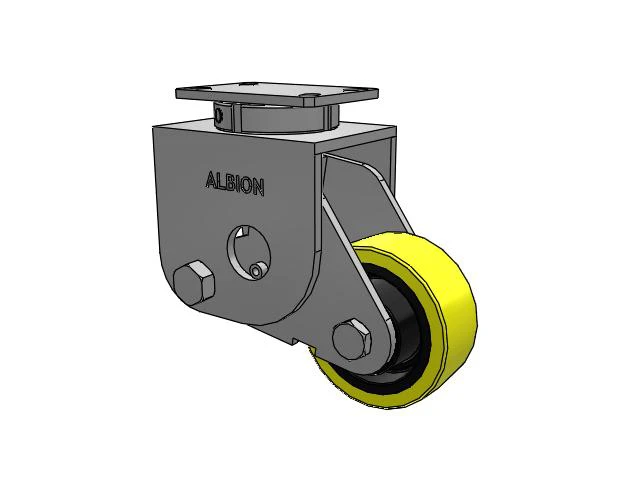 S310 Series Kingpinless Top Plate Swivel Caster with 6 x 2.5 Yellow Tread on Black Cast Iron Core PF - Polyurethane (Heavy Duty Cast Iron Core) Wheel