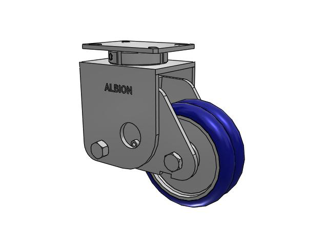 S410 Series Kingpinless Top Plate Swivel Caster with 8 x 3 Blue Tread on Aluminum Core EY - Swivel-EAZ (Crown) Wheel