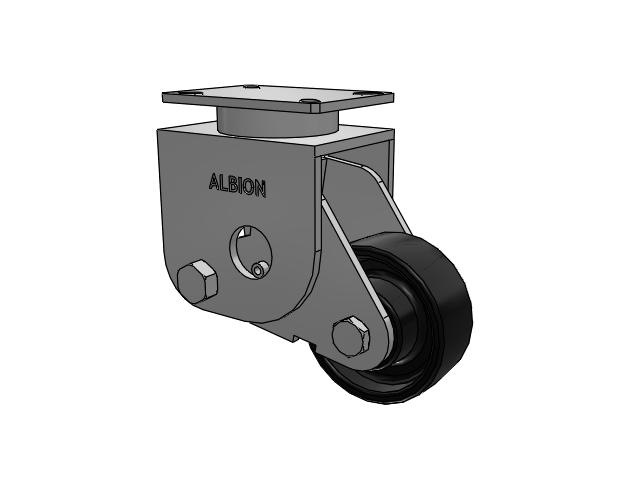 S410 Series Kingpinless Top Plate Rigid Caster with 6 x 2.5 Black Paint FR - Ductile Iron Crowned Tread Wheel
