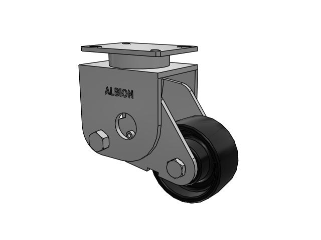 S410 Series Kingpinless Top Plate Rigid Caster with 6 x 3 Black Paint FR - Ductile Iron Crowned Tread Wheel