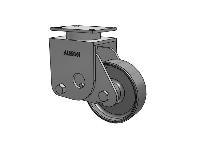 S410 Series Kingpinless Top Plate Rigid Caster with 8 x 2.5 Clear Coat Enamel FS - Drop-Forged Steel Wheel