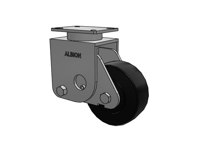 S410 Series Kingpinless Top Plate Rigid Caster with 8 x 3 Black Polymer NX - Trionix High Impact Polymer Wheel
