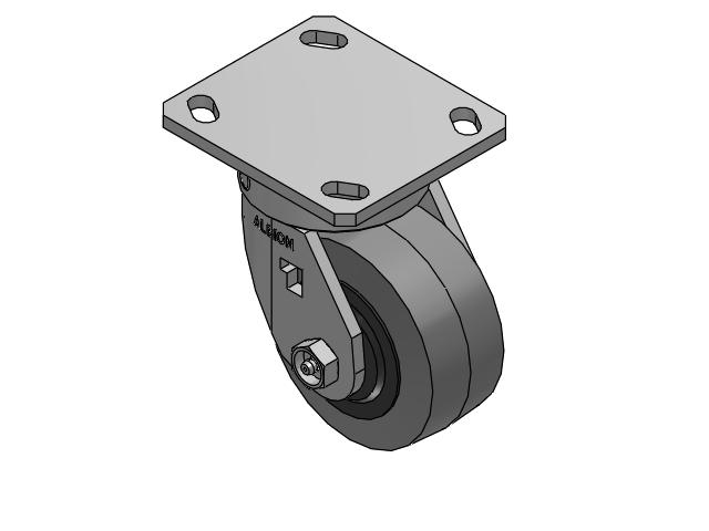 170 Series Top Plate Swivel Caster with 4 x 2 Grey Tread on Grey Core XS - Performa X-tra Soft Rubber (Flat) - Prevenz Antimicrobial Wheel