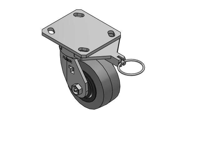 170 Series Top Plate Swivel Caster with 4 x 2 Grey Tread on Grey Core XS - Performa X-tra Soft Rubber (Flat) - Prevenz Antimicrobial Wheel