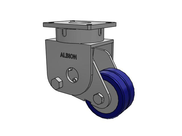 S610 Series Kingpinless Top Plate Swivel Caster with 6 x 3 Blue Tread on Aluminum Core EZ - Swivel-EAZ (Flat) Wheel