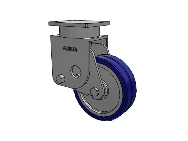 S610 Series Kingpinless Top Plate Rigid Caster with 10 x 3 Blue Tread on Aluminum Core EZ - Swivel-EAZ (Flat) Wheel