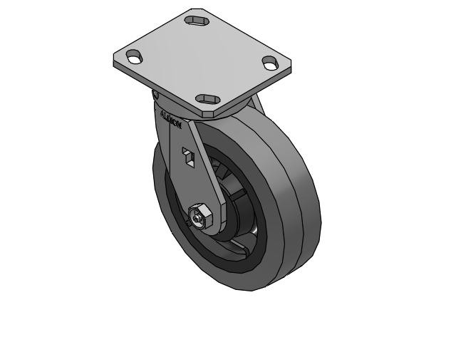 170 Series Top Plate Swivel Caster with 6 x 2 Grey Tread on Grey Core XS - Performa X-tra Soft Rubber (Flat) - Prevenz Antimicrobial Wheel