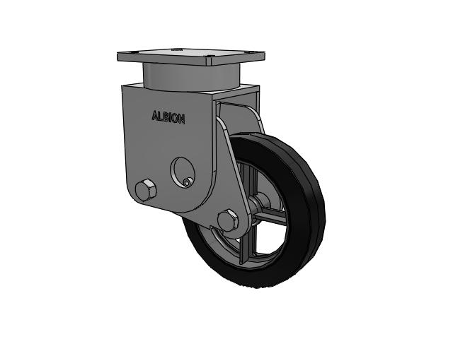 S610 Series Kingpinless Top Plate Rigid Caster with 10 x 2.5 Black Tread on Cast Iron Core MH - Moldon Rubber Heavy Duty (Cast Iron Core) Wheel
