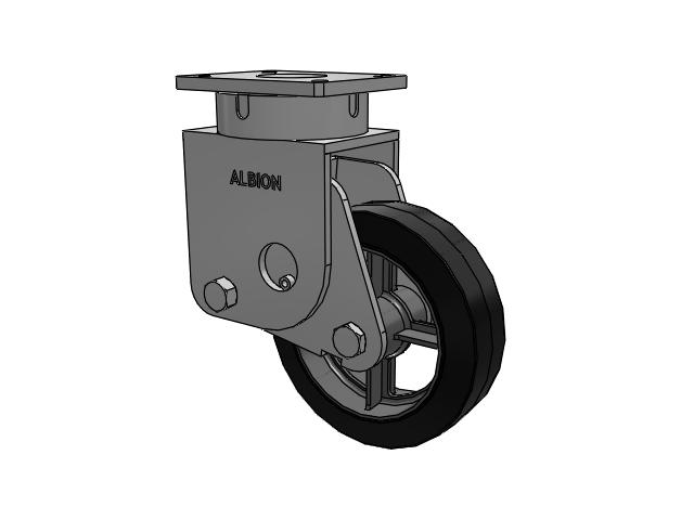 S610 Series Kingpinless Top Plate Swivel Caster with 10 x 3 Black Tread on Cast Iron Core MH - Moldon Rubber Heavy Duty (Cast Iron Core) Wheel
