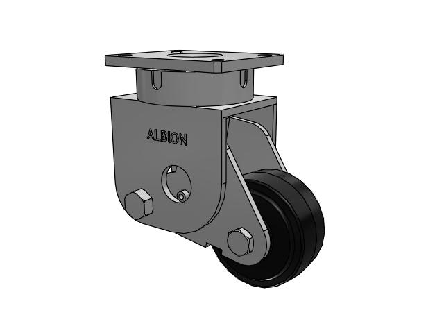 S610 Series Kingpinless Top Plate Swivel Caster with 6 x 3 Black Tread on Black Enamel Core MR - Moldon Rubber (Cast Iron Core) Wheel