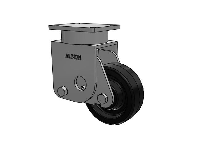 S610 Series Kingpinless Top Plate Rigid Caster with 8 x 3 Black Phenolic Resin TM - Phenolic Wheel
