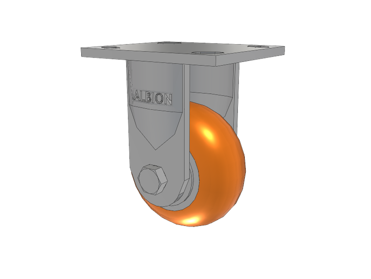 18 Series Top Plate Rigid Caster with 4 x 2 Orange Tread on Aluminum Core AN - Round Polyurethane (Aluminum Core) Wheel