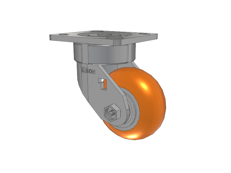 18 Series Top Plate Swivel Caster with 4 x 2 Orange Tread on Aluminum Core AN - Round Polyurethane (Aluminum Core) Wheel