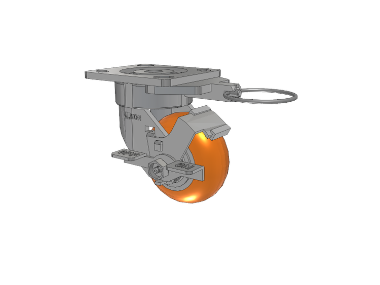 18 Series Top Plate Swivel Caster with 4 x 2 Orange Tread on Aluminum Core AN - Round Polyurethane (Aluminum Core) Wheel and Face Brake